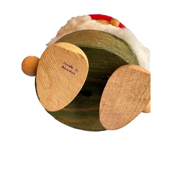 Vintage Handmade Wooden Christmas Gnome Figurine Red White Wool Nordic Sweden - Picture 6 of 6